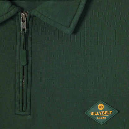 Billybelt - Sweat col camioneur - Coton biologique - Vert foncé