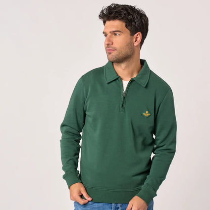 Billybelt - Sweat col camioneur - Coton biologique - Vert foncé