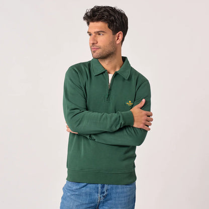Billybelt - Sweat col camioneur - Coton biologique - Vert foncé
