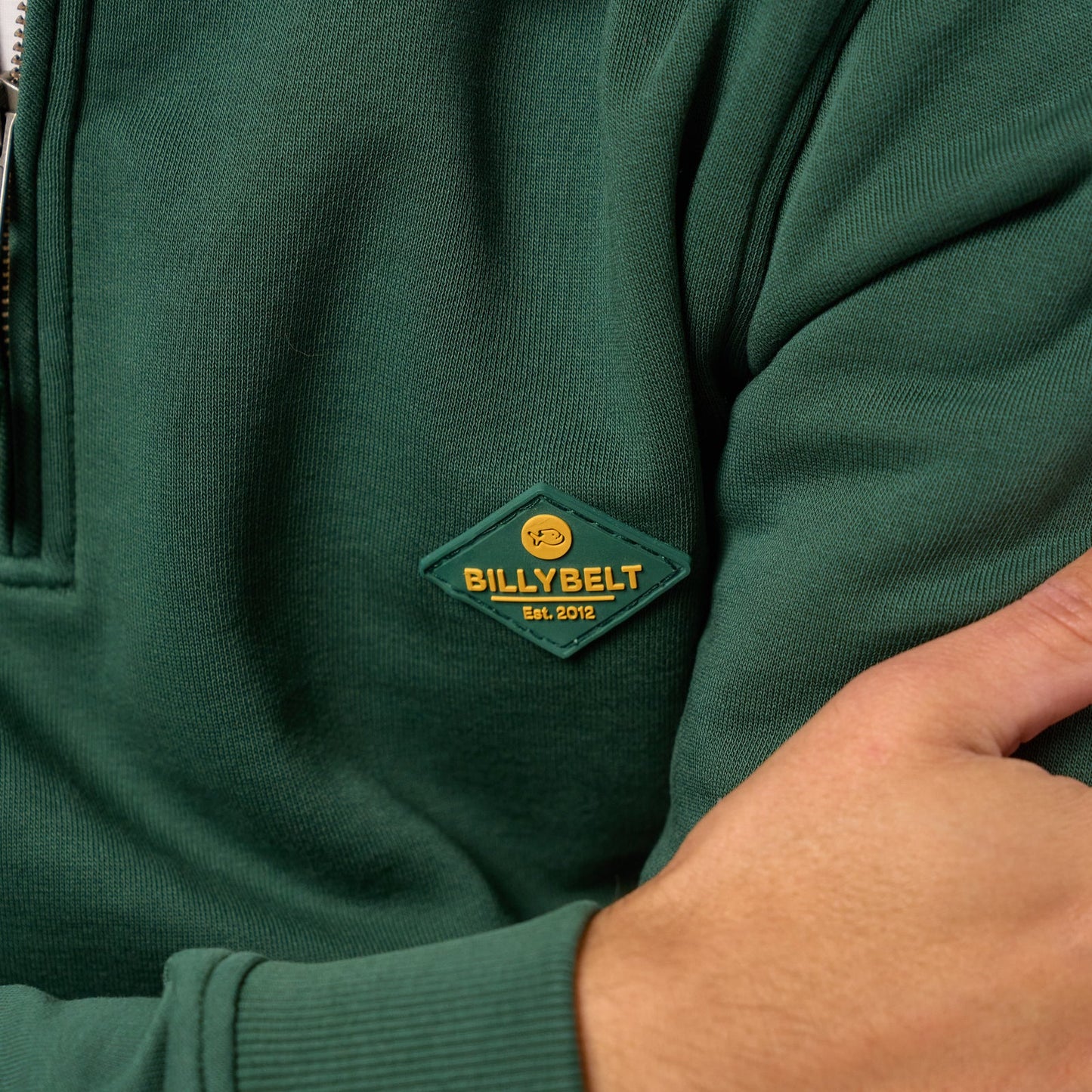 Billybelt - Sweat col camioneur - Coton biologique - Vert foncé