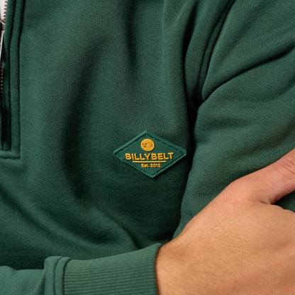 Billybelt - Sweat col camioneur - Coton biologique - Vert foncé