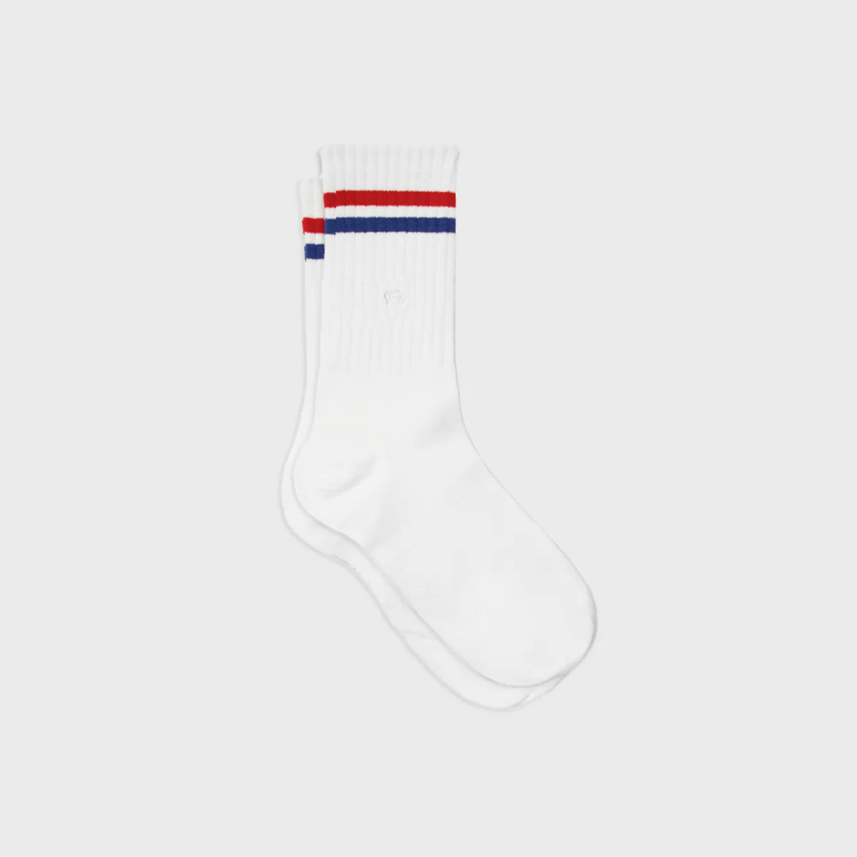 Billybelt - Chaussettes en coton peigné rétro - Blanc, rayé rouge et bleu