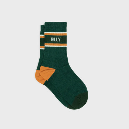 Billybelt - Chaussettes en coton peigné rétro - Vert, rayé orange et blanc