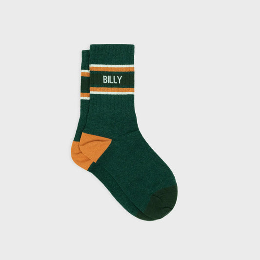 Billybelt - Chaussettes en coton peigné rétro - Vert, rayé orange et blanc