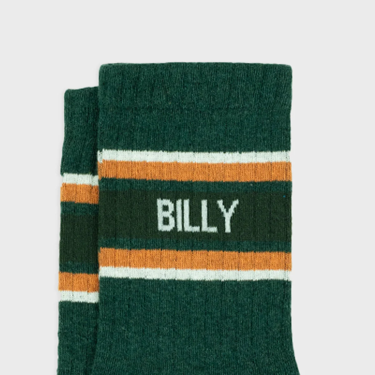 Billybelt - Chaussettes en coton peigné rétro - Vert, rayé orange et blanc
