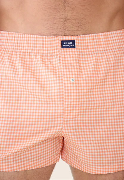 Le Slip Français - Caleçon en coton Jacques à carreaux Vichy - Orange Corail