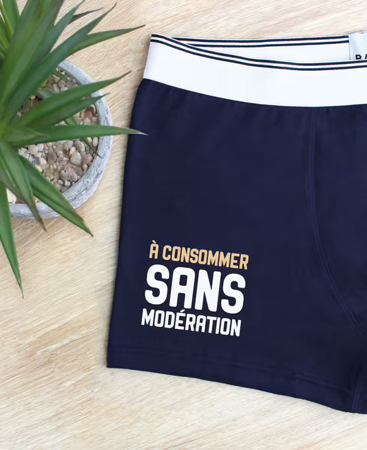 Monsieur T-Shirt - Boxer "A consommer sans modération" - Bleu