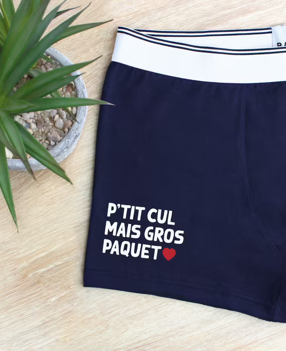 Monsieur T-Shirt - Boxer "P'tit cul mais gros paquet" - Bleu