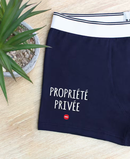 Monsieur T-Shirt - Boxer "Proprieté privée" - Bleu marine