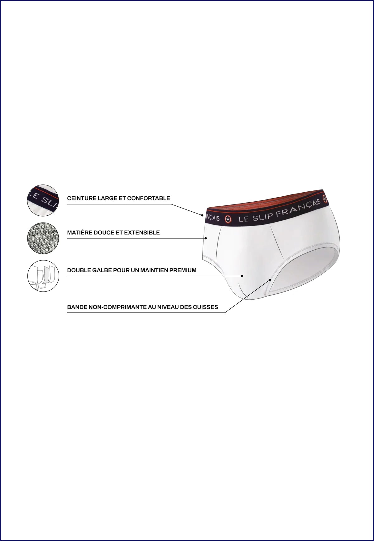 Le Slip Français - Trio de slips Intrépide - Gris noir & blanc