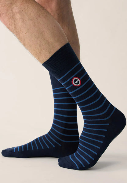 Le Slip Français - Chaussettes mi-hautes Robuste - Bleu marine & gris acier