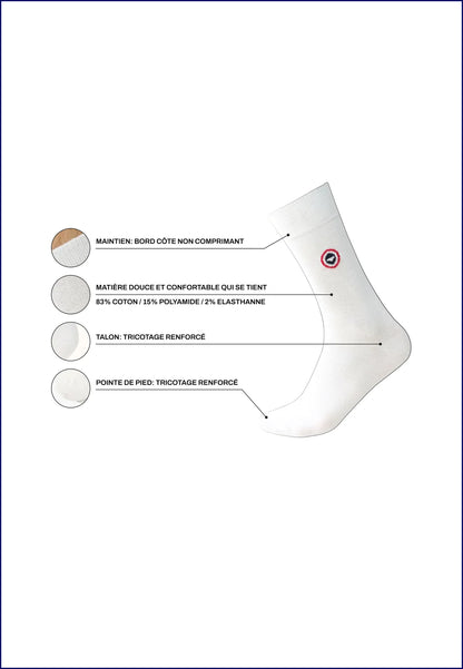 Le Slip Français - Chaussettes mi-hautes Robuste - Bleu marine & gris acier