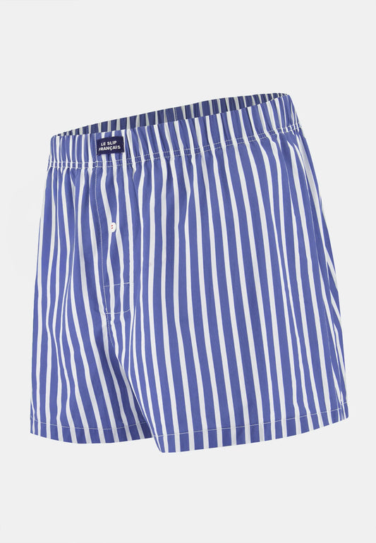 Le Slip Français - Caleçon en coton Jacques à rayures - Bleu nautique