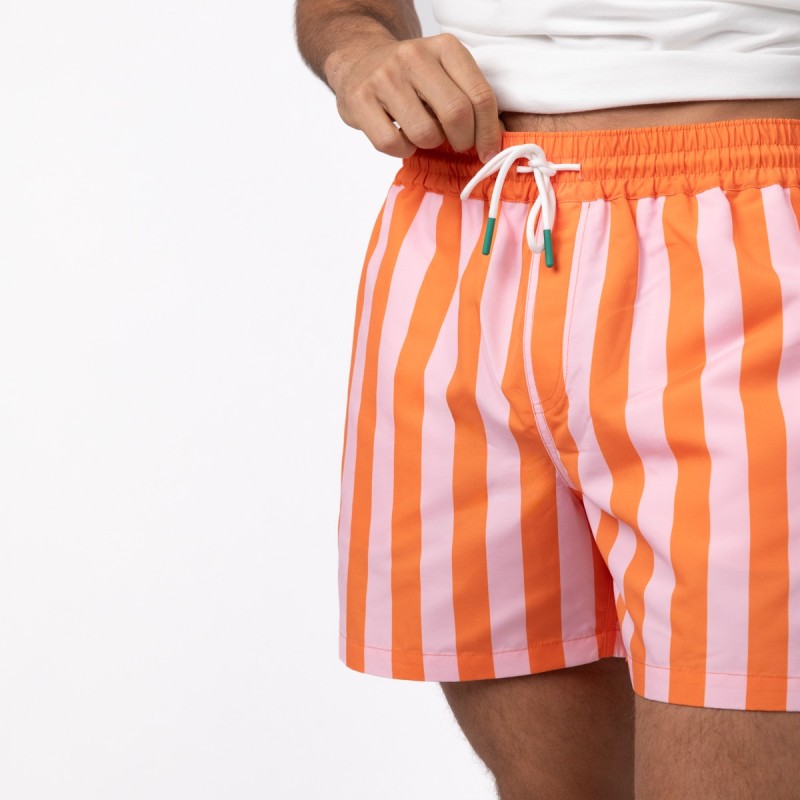 Billybelt - Short de bain Sunset Splash à rayures - 100% recyclé - Orange & rose
