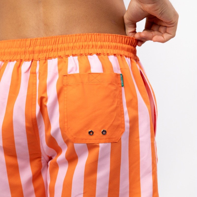 Billybelt - Short de bain Sunset Splash à rayures - 100% recyclé - Orange & rose