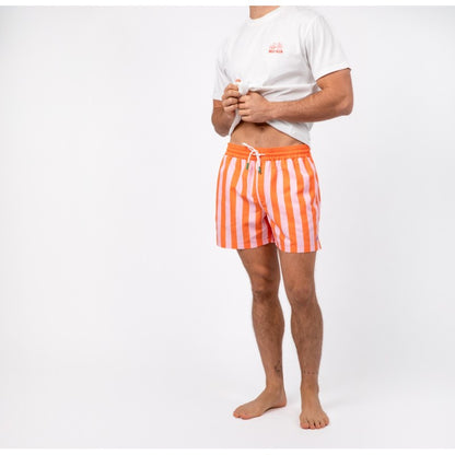 Billybelt - Short de bain Sunset Splash à rayures - 100% recyclé - Orange & rose
