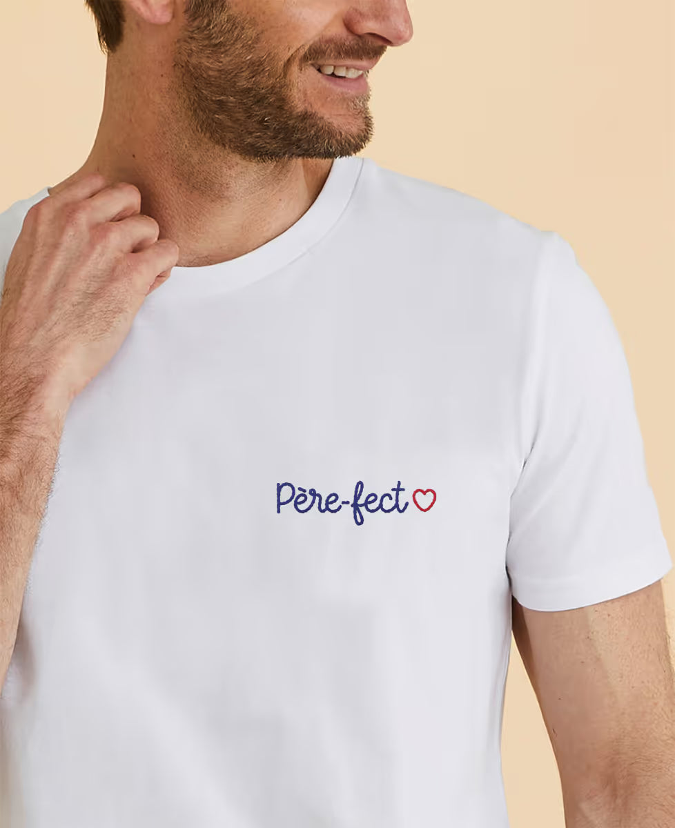 Monsieur T-Shirt - T-shirt "Pere-fect brodé" - Blanc