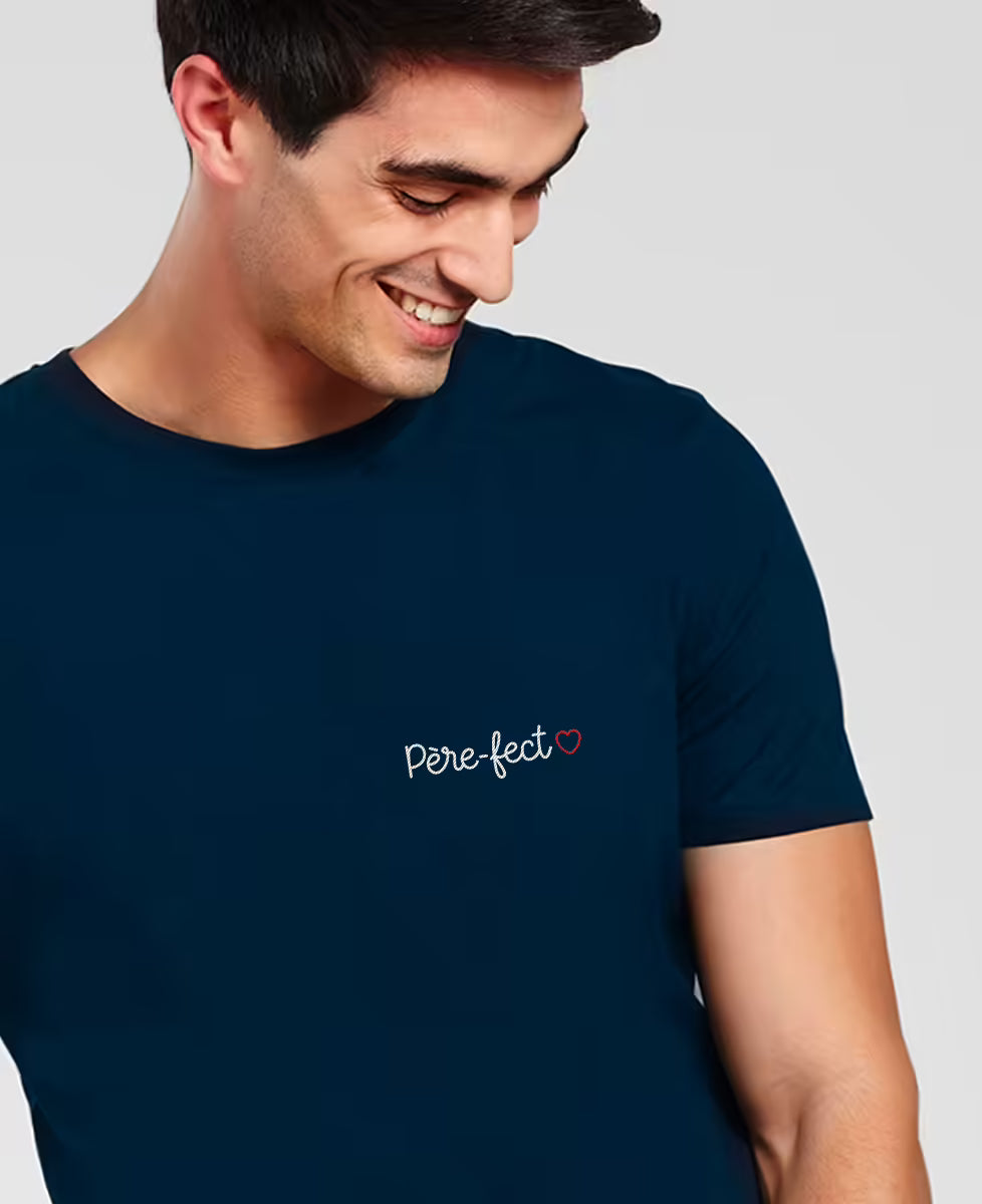 Monsieur T-Shirt - T-shirt "Pere-fect brodé" - Bleu